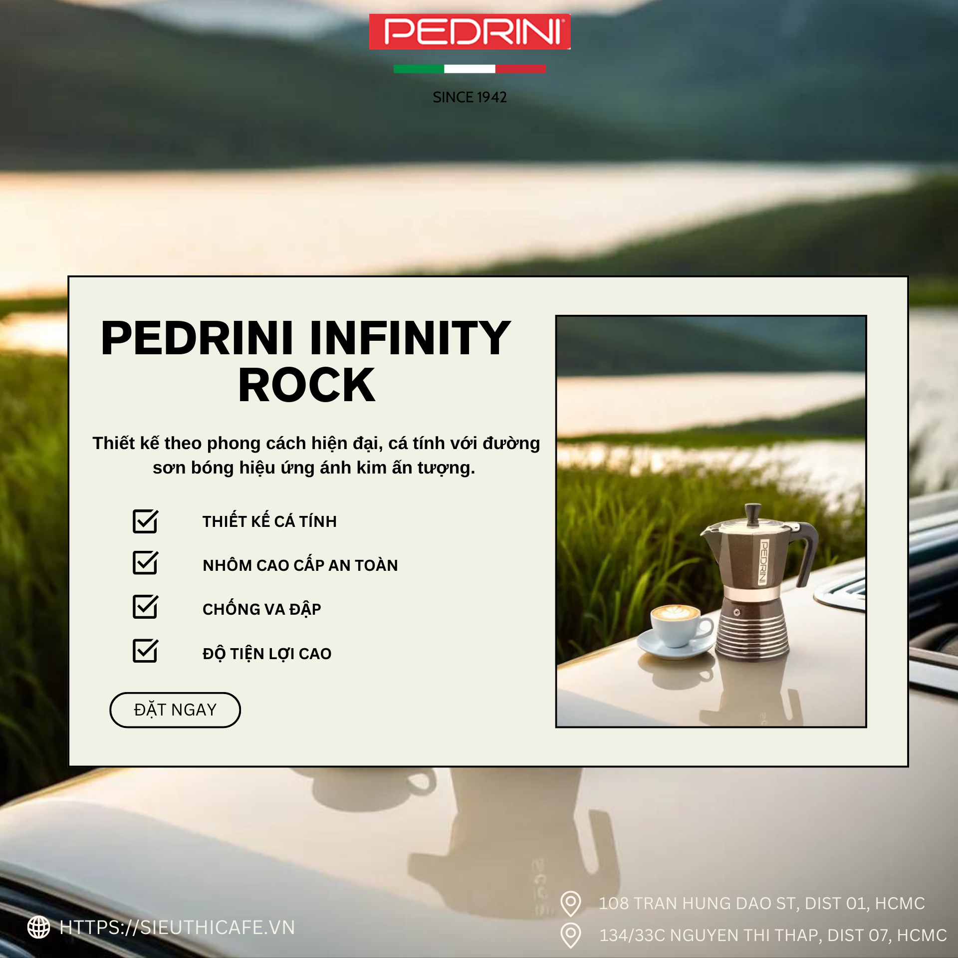 PEDRINI Infinity Rock Coffee Maker 1 Cup - Black 12
