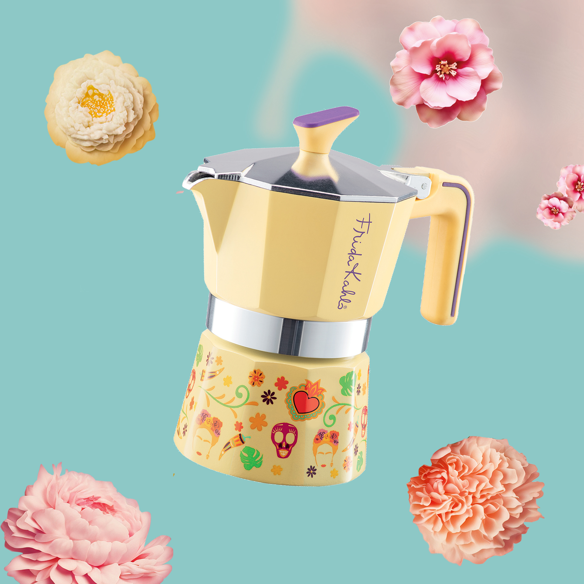 Coffee Maker Polished Alu.1 CUP- Frida Kahlo- Assorted Colours (Blue) 6