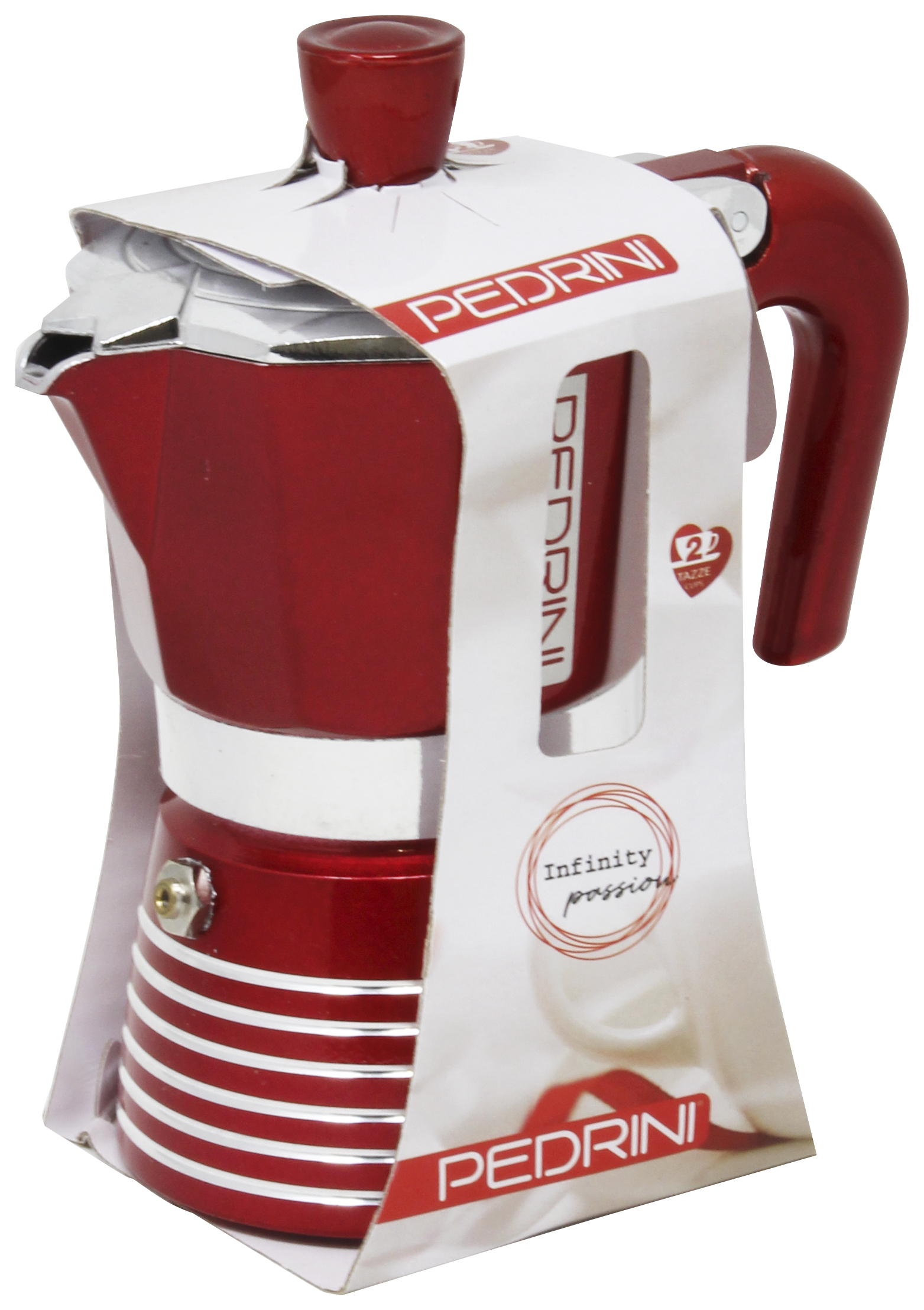 PEDRINI Infinity Passion Coffee Maker 3 Cups - Red 7