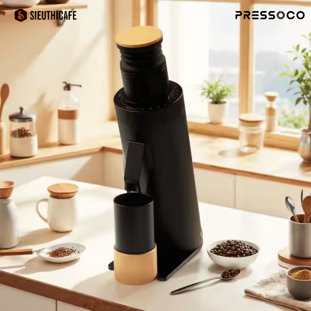 Pressoco DF64V Grinder Red Titan-Burr, 64mm, Single Dose Silver 300W 8