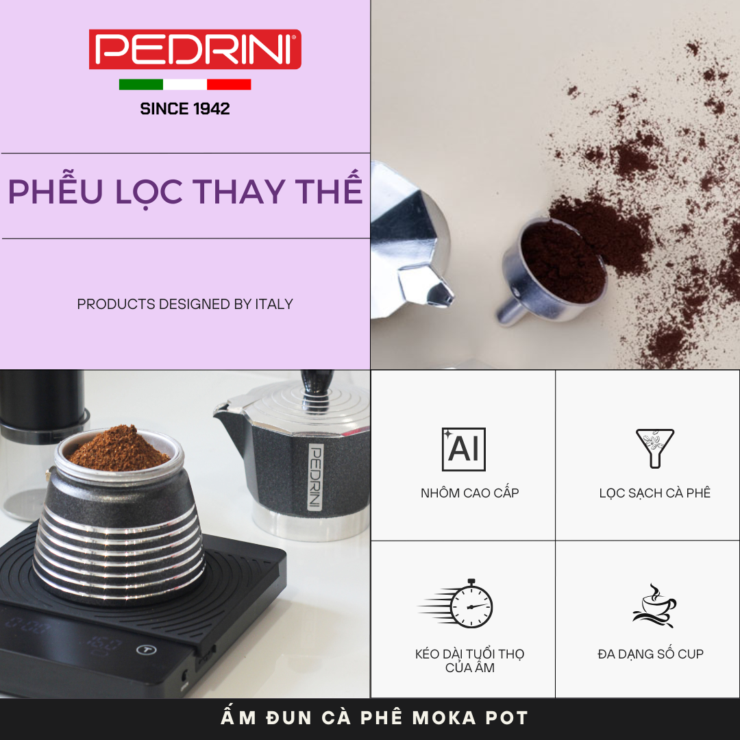 PEDRINI Replacement Funnel Kaffettiera Coffee Maker 1 Cup 4