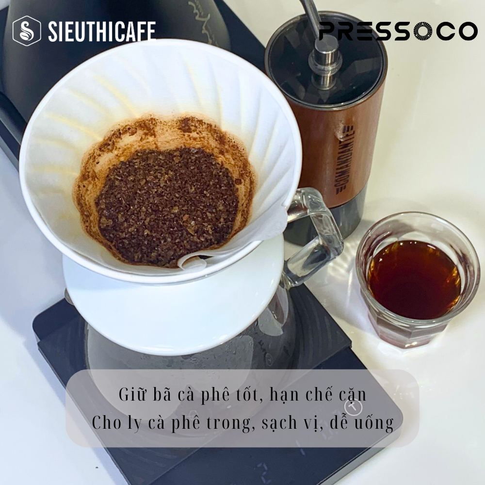 Combo 2 x Pressoco Coffee Paper Filter Wave W-155 (100*55mm) x 50 tờ 14