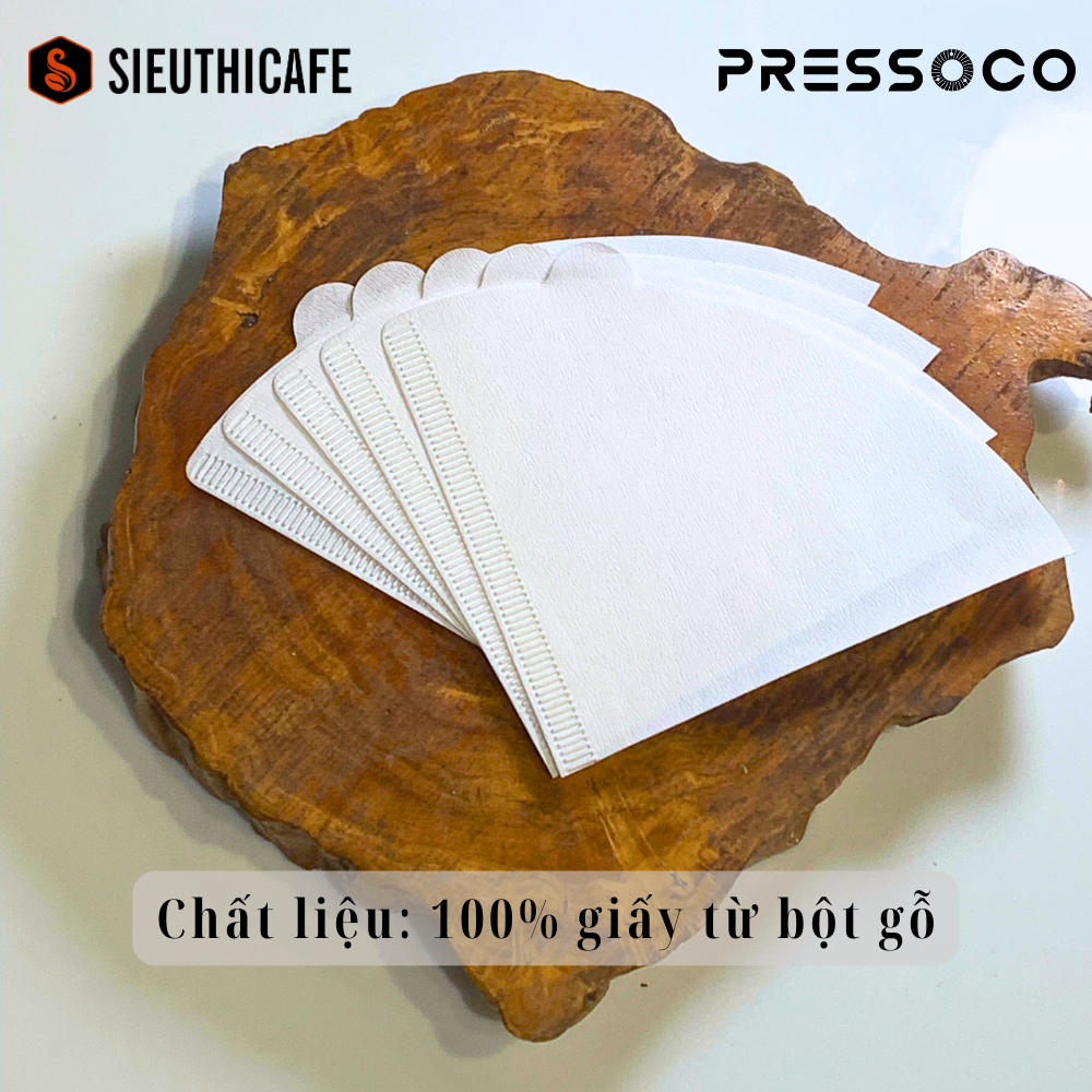 Combo 2 x Pressoco Coffee Paper Filter Wave W-155 (100*55mm) x 50 tờ 11