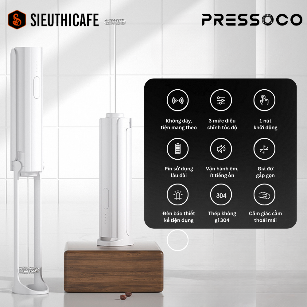 Pressoco Automatic Hot & Cold Milk Frother 250ml 9