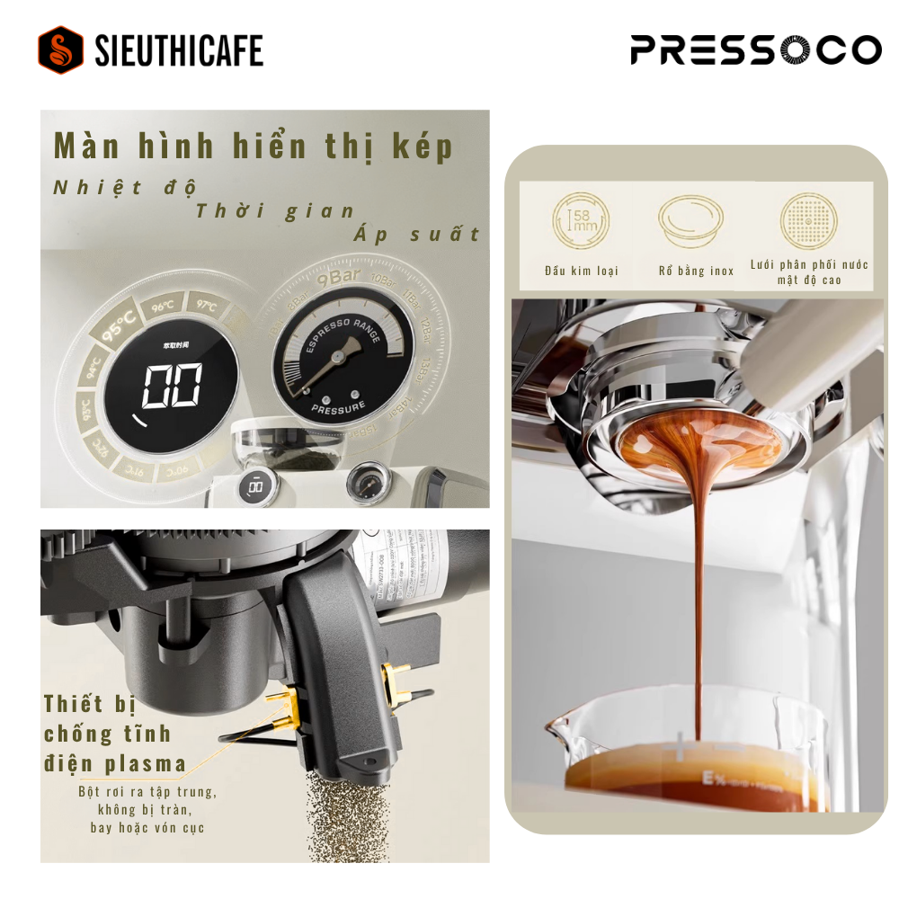 Pressoco Espresso Machine Grindo - Milky White 13