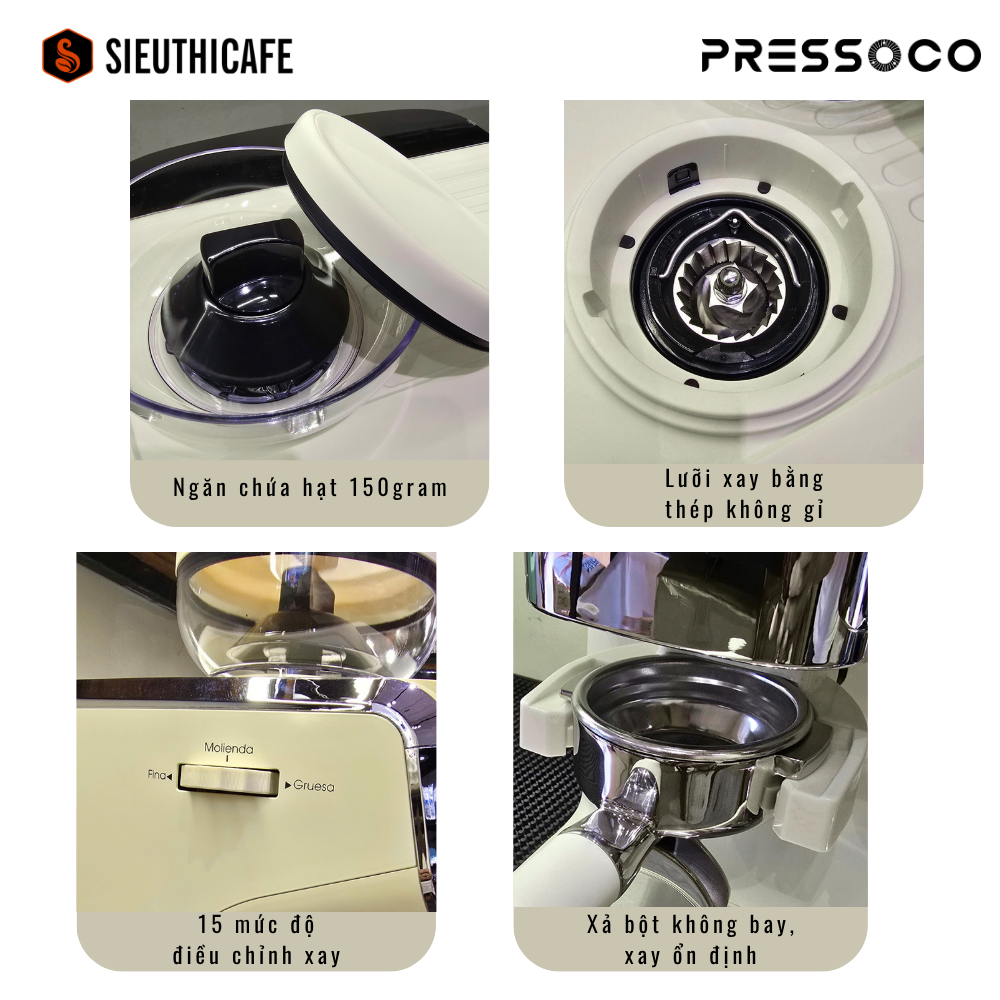 Pressoco Espresso Machine Grindo - Milky White 14