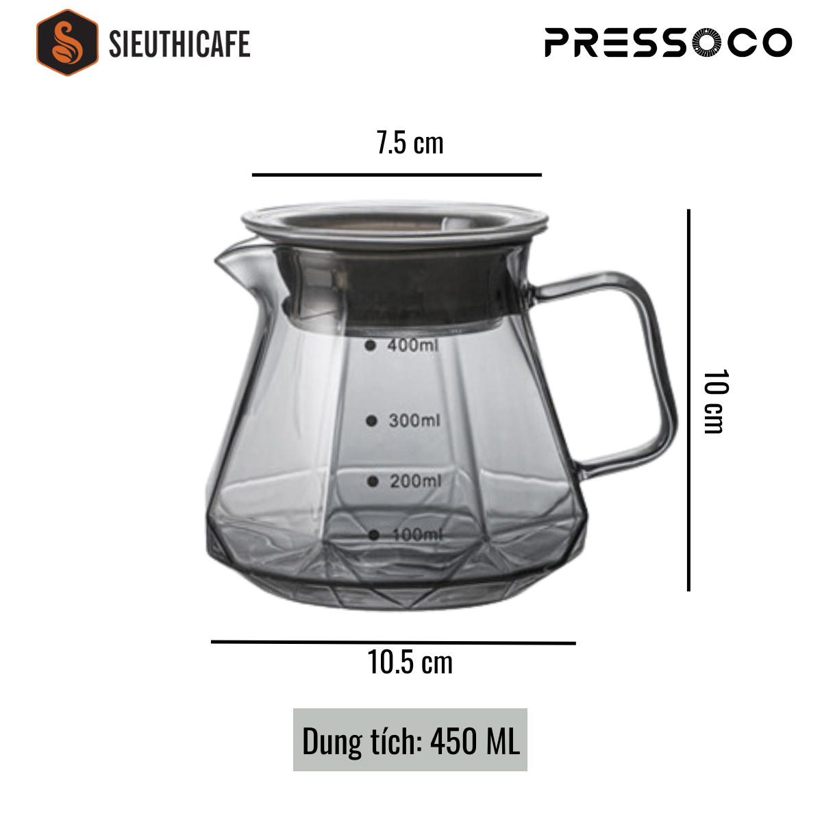 Pressoco Server Obsidian 450ml Transparent - Lip 12