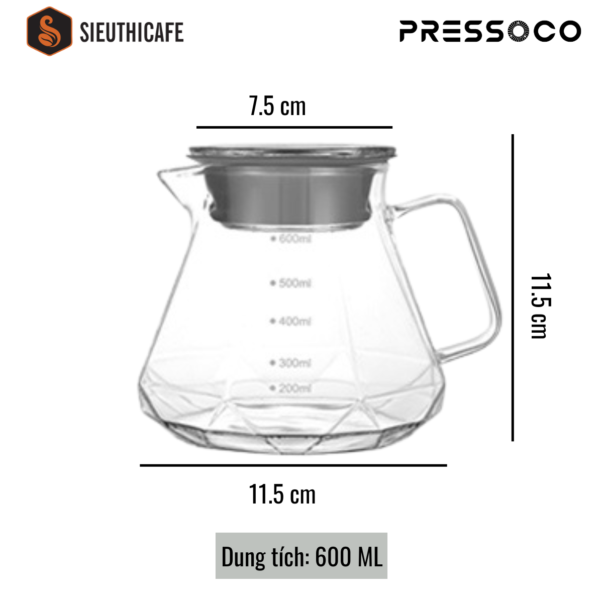 Pressoco Server Obsidian 600ml Transparent - Lip 14