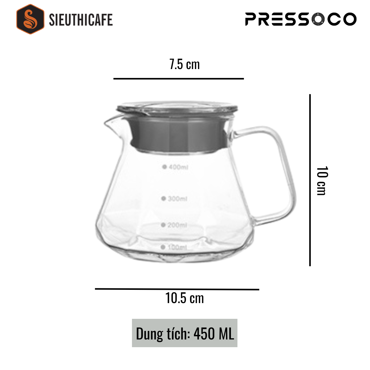 Pressoco Server Obsidian 600ml Transparent (W.Lip) 15