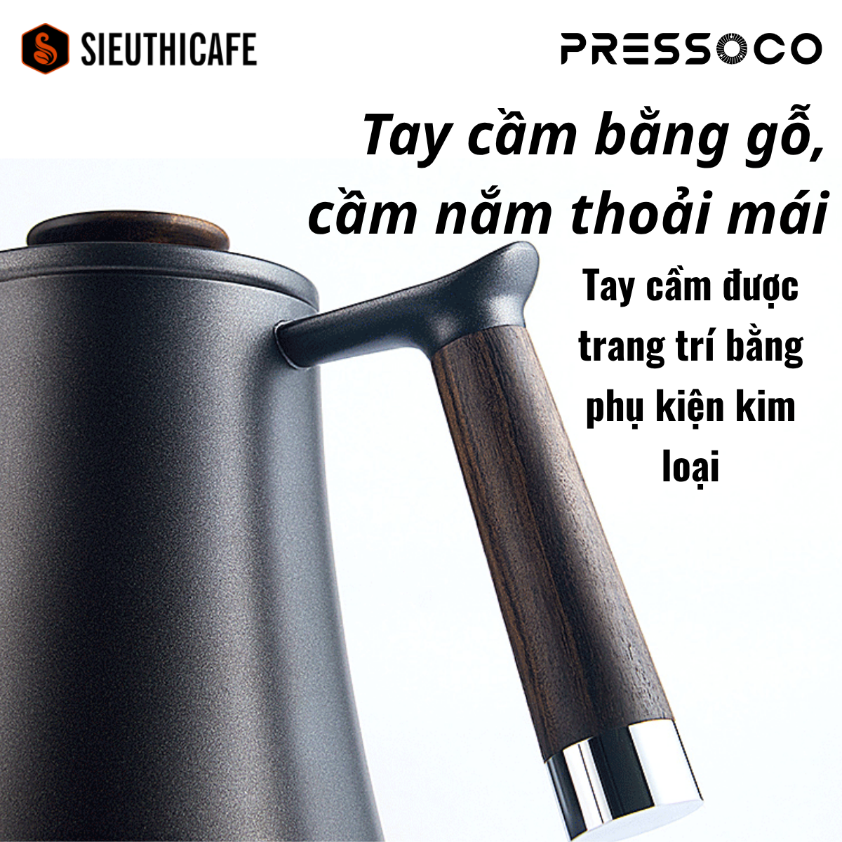 Pressoco Kettle 304 Stainless Steel Pour Over 600ml - Leather White 13