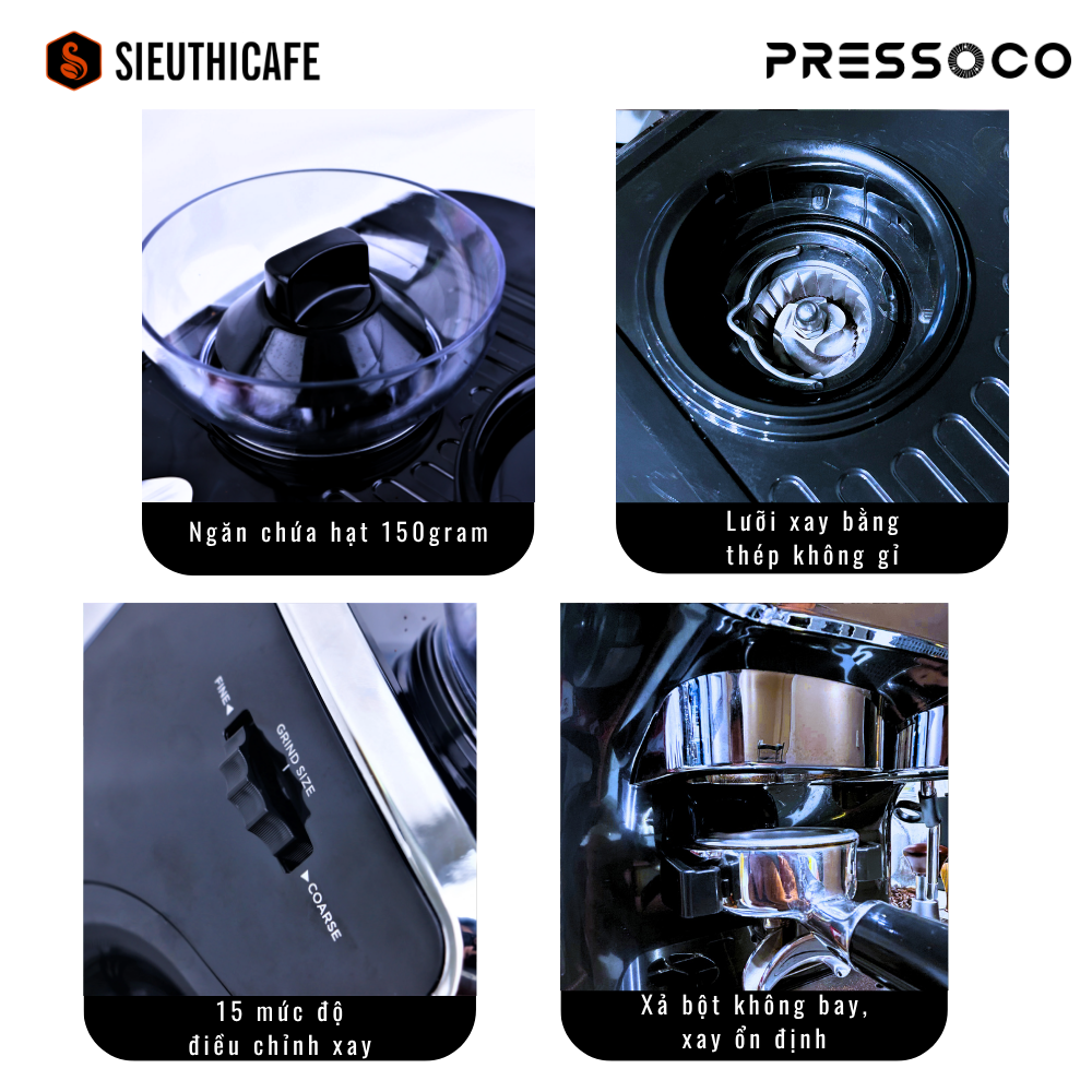 Pressoco Espresso Machine Grindo - Midnight Black 7