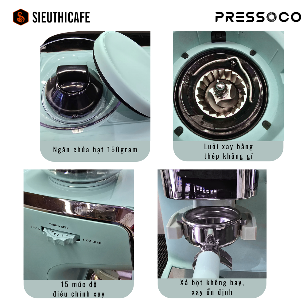 Pressoco Espresso Machine Grindo - Matcha Green 12