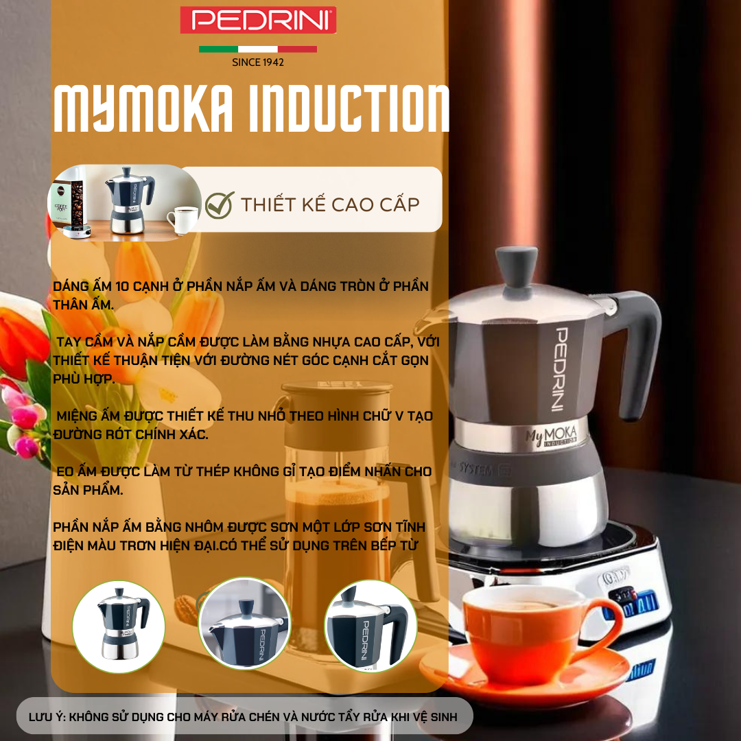 PEDRINI MyMoka induction Coffee Maker 6 Cups 5