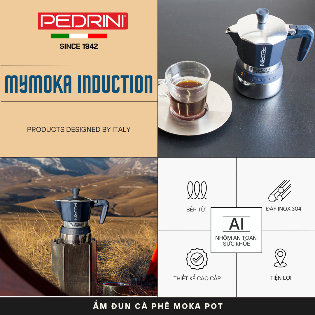 PEDRINI MyMoka induction Coffee Maker 3 Cups 8