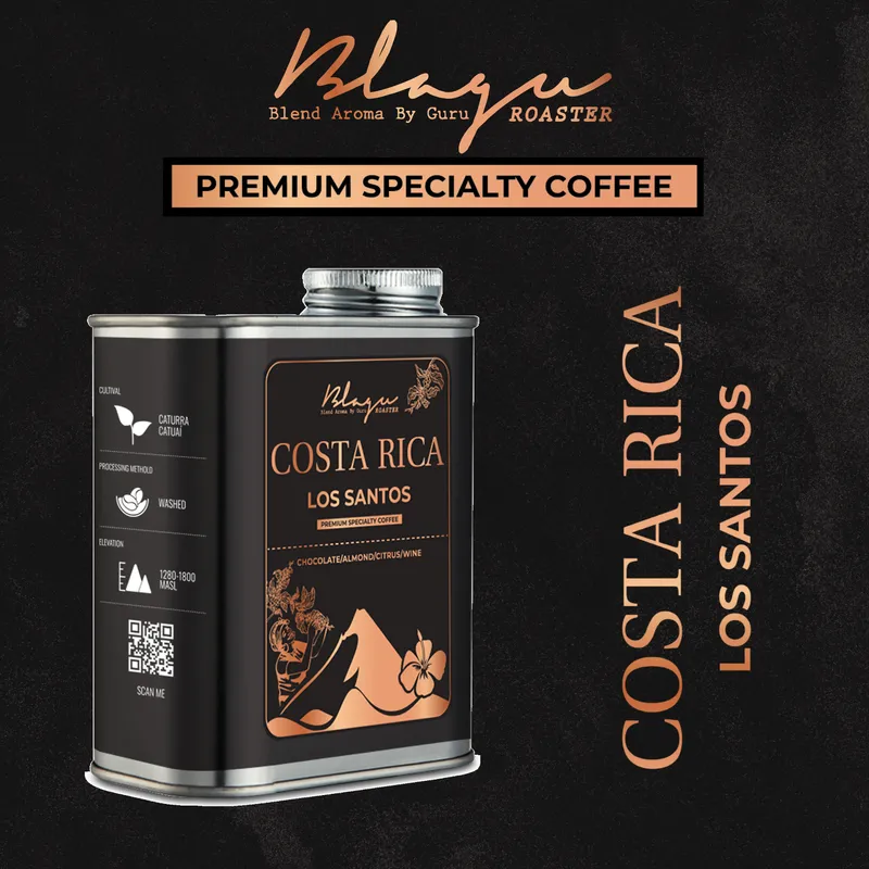 BLAGU Coffee Roasted Beans Costa Rica Los Santos - Medium Roast - 250g