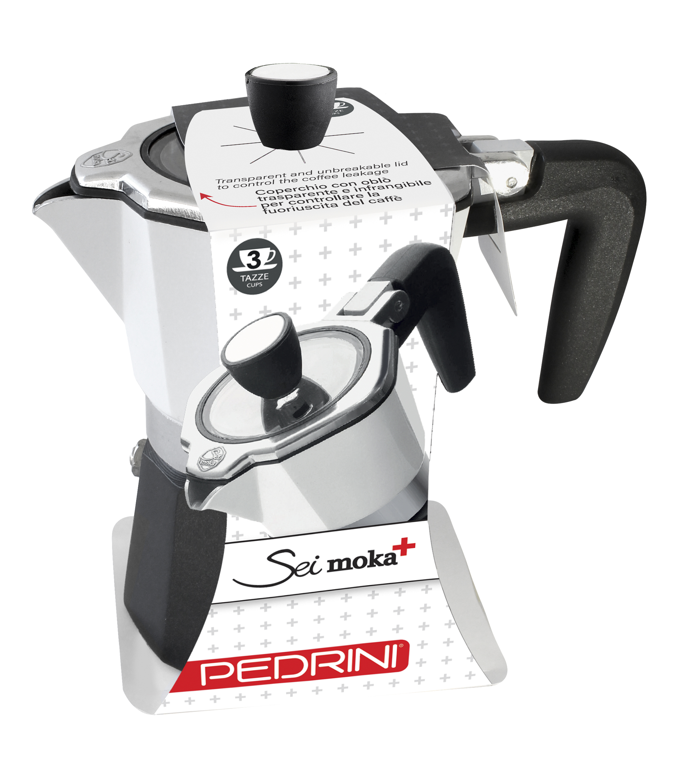 PEDRINI Sei Moka plus Coffee Maker 3 Cups - Painted aluminium 15