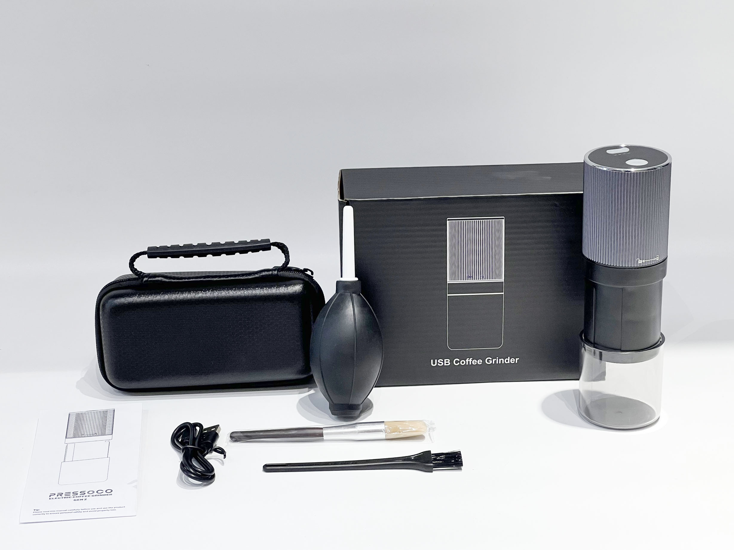 PRESSOCO Portable Electric grinder - Gen Z 38mm | USB Rechargeable -Black 24