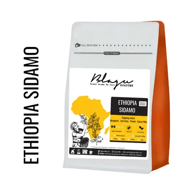 BLAGU Coffee Roasted Beans Ethiopia Sidamo – Light Medium Roast – 250g