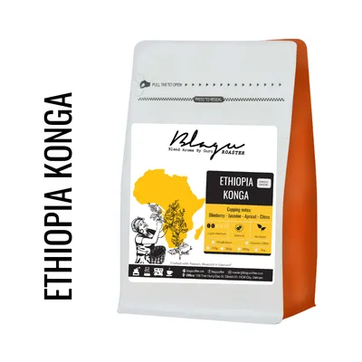 BLAGU Coffee Roasted Beans Ethiopia N. Konga – Light–Medium Roast – 250g